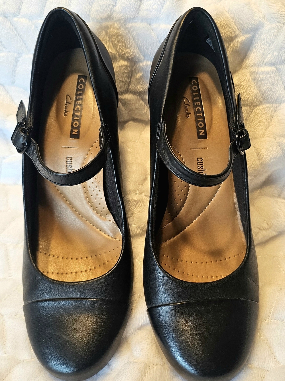 Clarks Collection Black Mary Jane Pumps - Cushioned Comfort